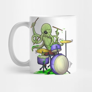 Drum Playing Squid Alien Mug